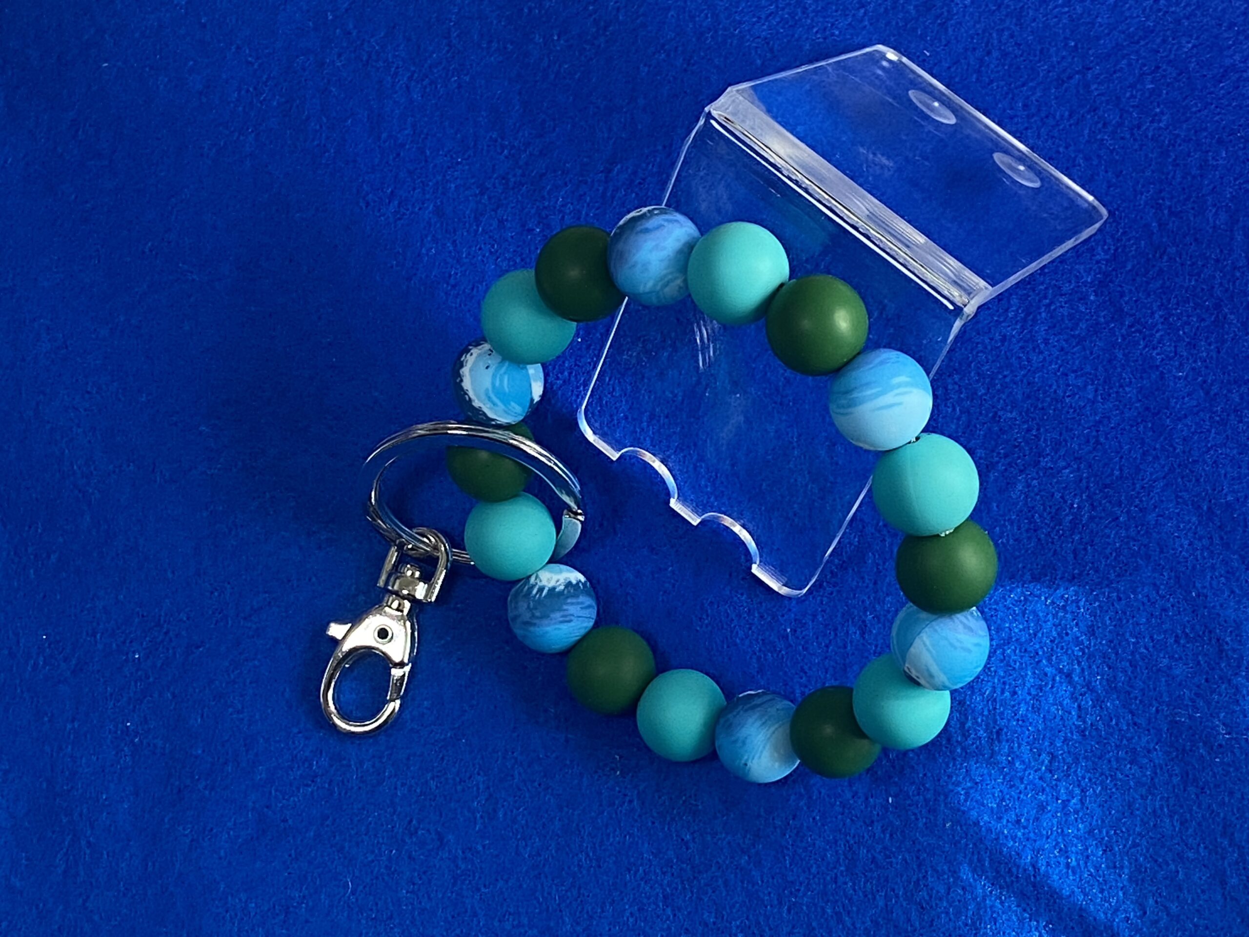Blue water Silicon Bead Keychain Wristlet