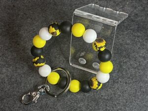Sunflower silicone bead keychain wristlet