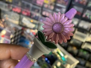 Planted Purple Flower Beaded Pen