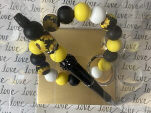 Sunflower Pen and Keychain Wristlet
