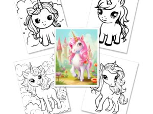 Unicorn Spiral Coloring Book 52 pages