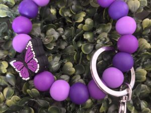 Custom Keychain Wristlet Purple Butterfly