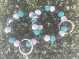 Teal, Black, and Grey Anchor Keychain Wristlet (1 piece)