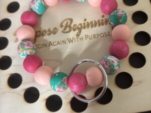 Women Silicone Beaded Wristlet Keychain Accessory